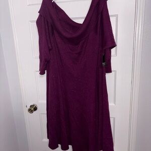 Torrid Off-Shoulder Sparkle Dress in Deep Purple